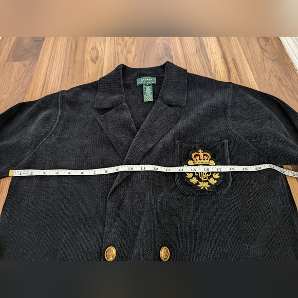 Women's Ralph Lauren black vintage chenille blazer sweater size small - Picture 4 of 10